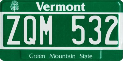 VT license plate ZQM532
