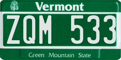 VT license plate ZQM533