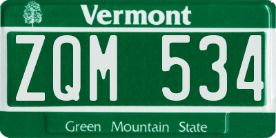 VT license plate ZQM534