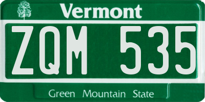 VT license plate ZQM535