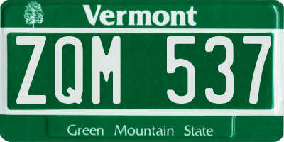VT license plate ZQM537