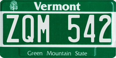 VT license plate ZQM542