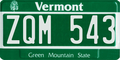 VT license plate ZQM543