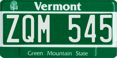 VT license plate ZQM545