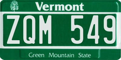VT license plate ZQM549