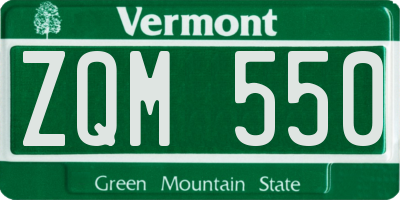 VT license plate ZQM550