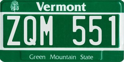 VT license plate ZQM551