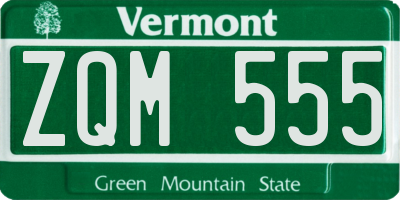 VT license plate ZQM555