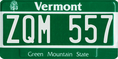 VT license plate ZQM557