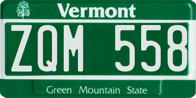 VT license plate ZQM558