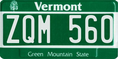 VT license plate ZQM560