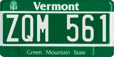 VT license plate ZQM561