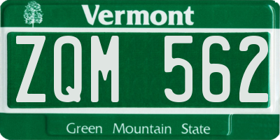 VT license plate ZQM562
