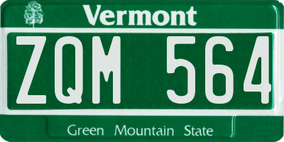VT license plate ZQM564
