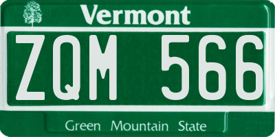 VT license plate ZQM566