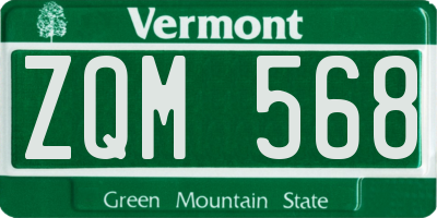 VT license plate ZQM568