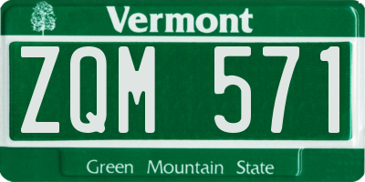 VT license plate ZQM571