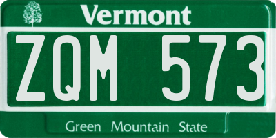 VT license plate ZQM573