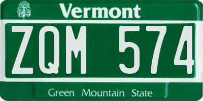 VT license plate ZQM574