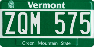 VT license plate ZQM575