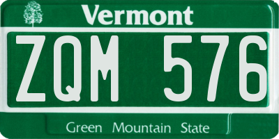 VT license plate ZQM576
