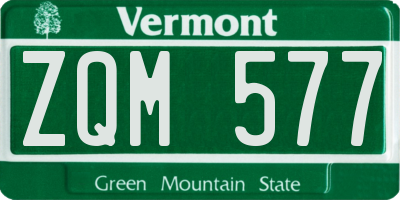 VT license plate ZQM577