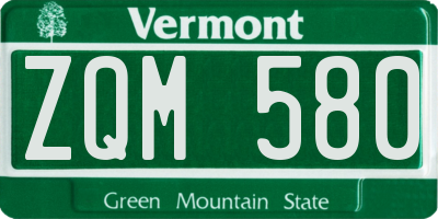 VT license plate ZQM580