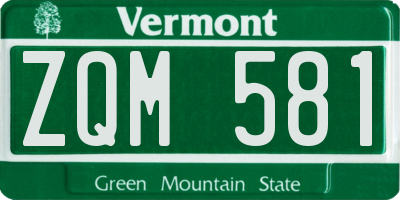 VT license plate ZQM581