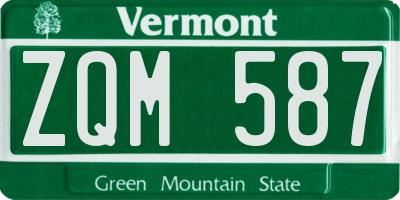VT license plate ZQM587