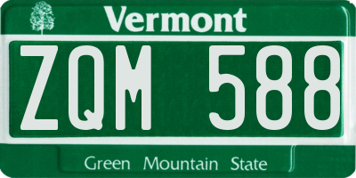 VT license plate ZQM588