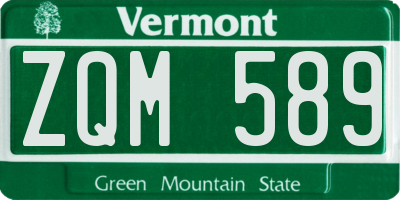 VT license plate ZQM589