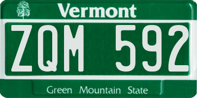 VT license plate ZQM592
