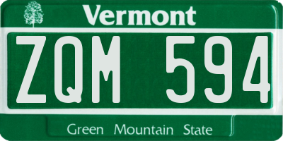 VT license plate ZQM594