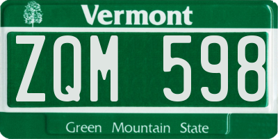 VT license plate ZQM598