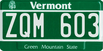 VT license plate ZQM603