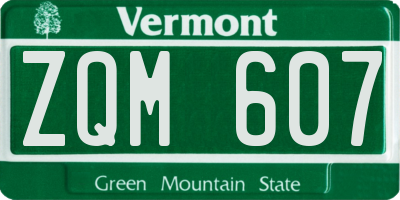 VT license plate ZQM607