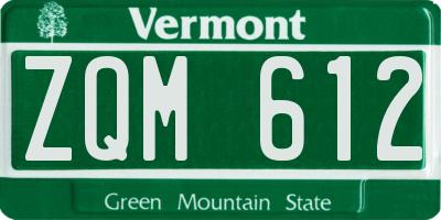 VT license plate ZQM612