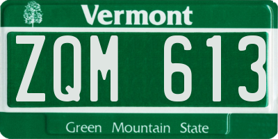 VT license plate ZQM613