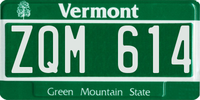 VT license plate ZQM614