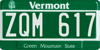 VT license plate ZQM617