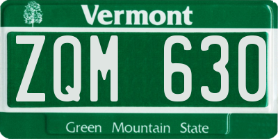 VT license plate ZQM630