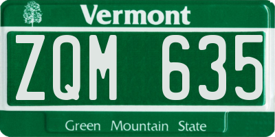 VT license plate ZQM635