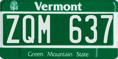 VT license plate ZQM637
