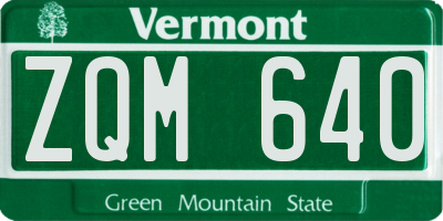 VT license plate ZQM640