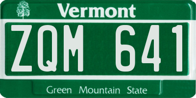 VT license plate ZQM641