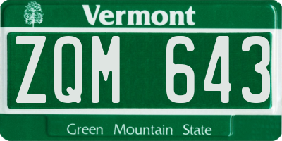 VT license plate ZQM643