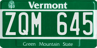 VT license plate ZQM645