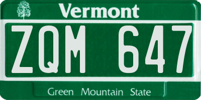 VT license plate ZQM647