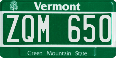VT license plate ZQM650