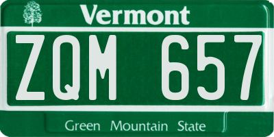 VT license plate ZQM657